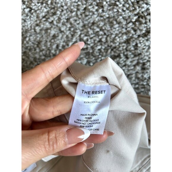 The Reset Women's Size M Pleated Trousers R Label Beige Lyocell Cropped Pockets - Picture 5 of 11